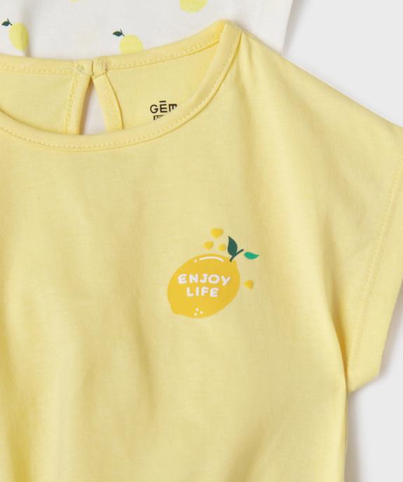 Tee-shirt manches courtes avec bas noué bébé fille (lot de 2) vue2 - GEMO 4G BEBE - GEMO