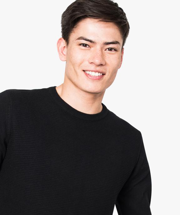 Pull à manches longues en côtes 1/1 sur le devant vue2 - GEMO (HOMME) - GEMO