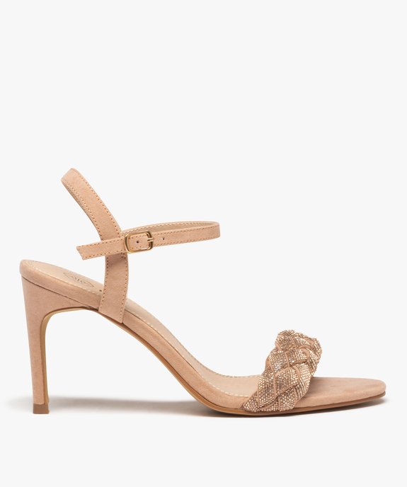 Sandales femme à talon avec large bride tressée à strass vue1 - GEMO(URBAIN) - GEMO