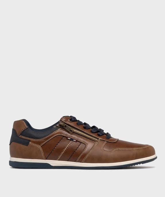 Baskets basses surpiquées à lacets, zip et fine semelle homme - Urban Steps vue1 - URBAN STEPS - GEMO