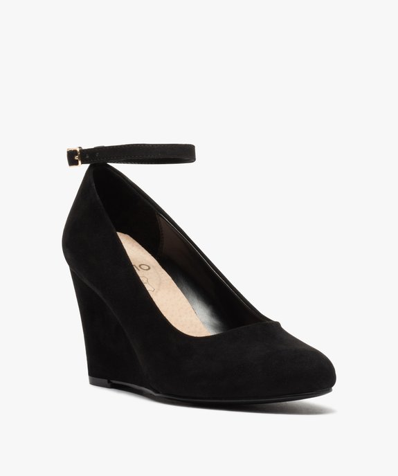 Escarpins femme à talon compensé dessus suédine unie vue2 - GEMO(URBAIN) - GEMO