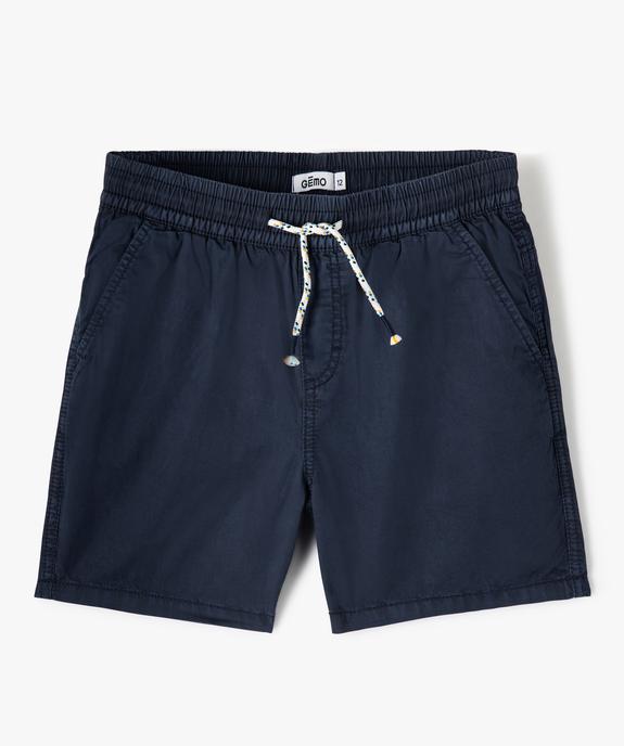Bermuda garçon en toile au coloris unique et à taille élastiquée vue1 - GEMO (JUNIOR) - GEMO