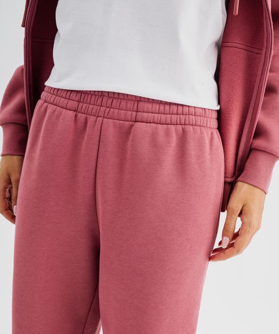 Pantalon de jogging en molleton uni à taille élastiquée femme vue3 - GEMO 4G FEMME - GEMO