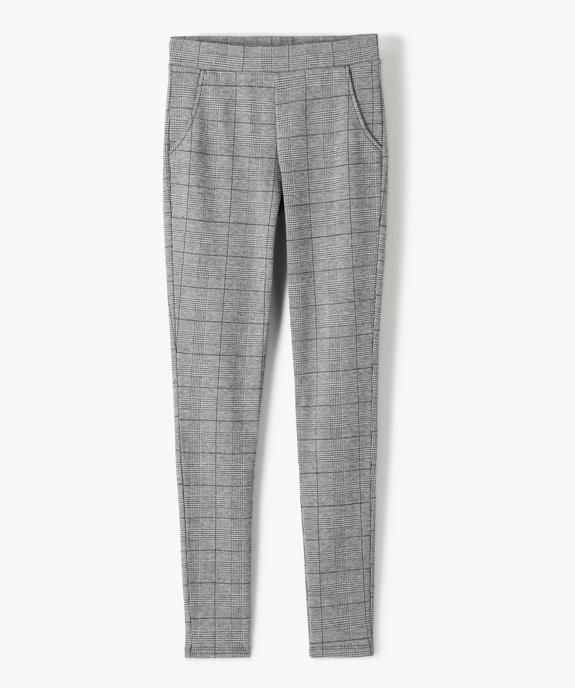 Pantalon fille ajusté à taille élastiquée à carreaux vue1 - GEMO (JUNIOR) - GEMO