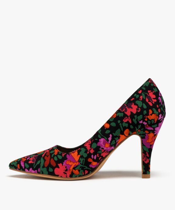 Escarpins femme à talon dessus imprimé végétal vue3 - GEMO(URBAIN) - GEMO