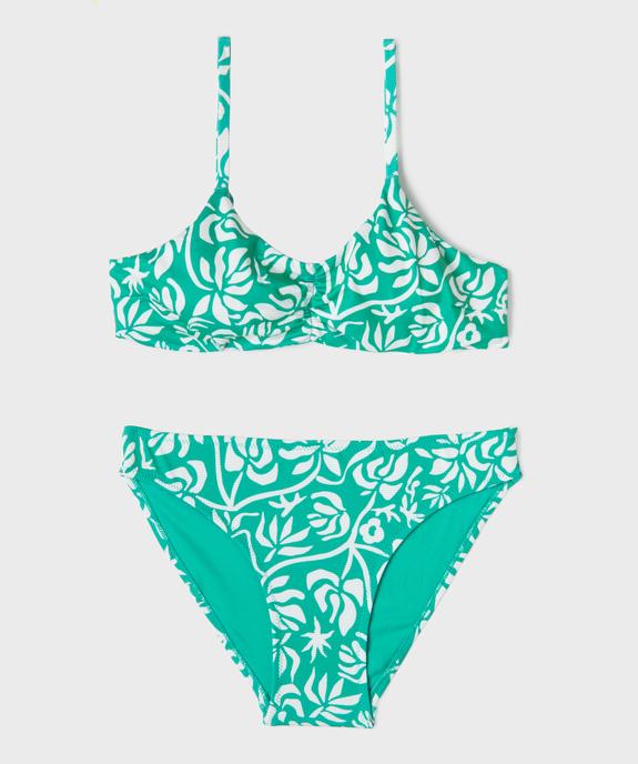 Maillot de bain 2 pièces à motifs fleuris fille vue1 - GEMO (JUNIOR) - GEMO