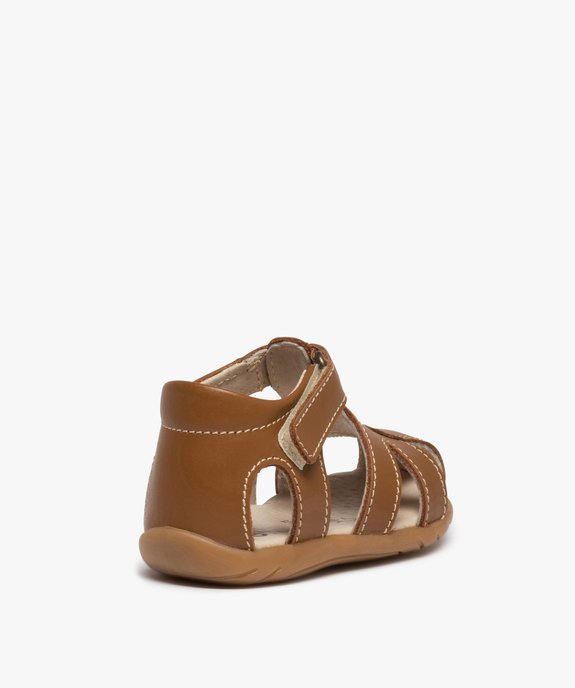 Sandales premiers pas bébé garçon dessus cuir à bout fermé vue4 - GEMO(BEBE DEBT) - GEMO