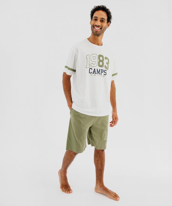 Pyjashort bicolore avec inscription vintage homme - Camps United vue1 - CAMPS GEMO FOR GOOD - GEMO