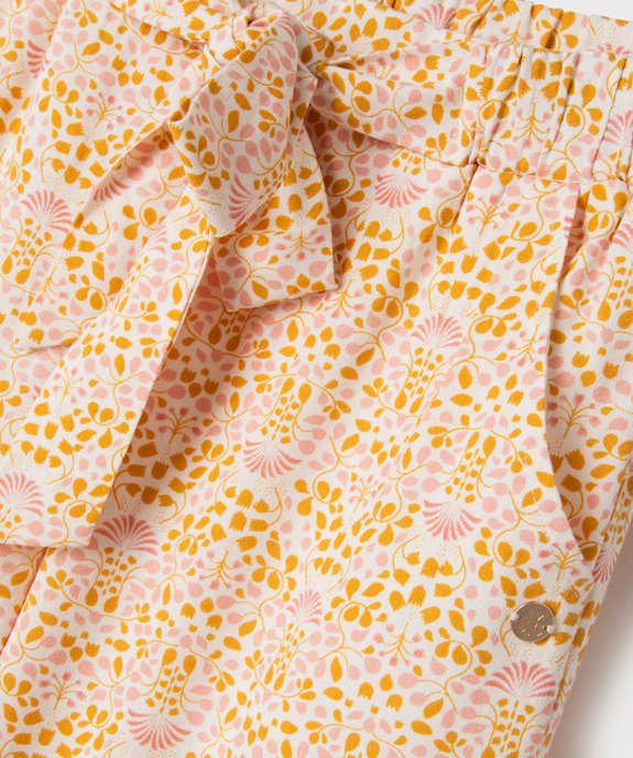 Pantalon large en toile fleurie légère à taille élastique fille - LuluCastagnette vue2 - LULU CASTAGNETTE GEMO FOR GOOD - GEMO