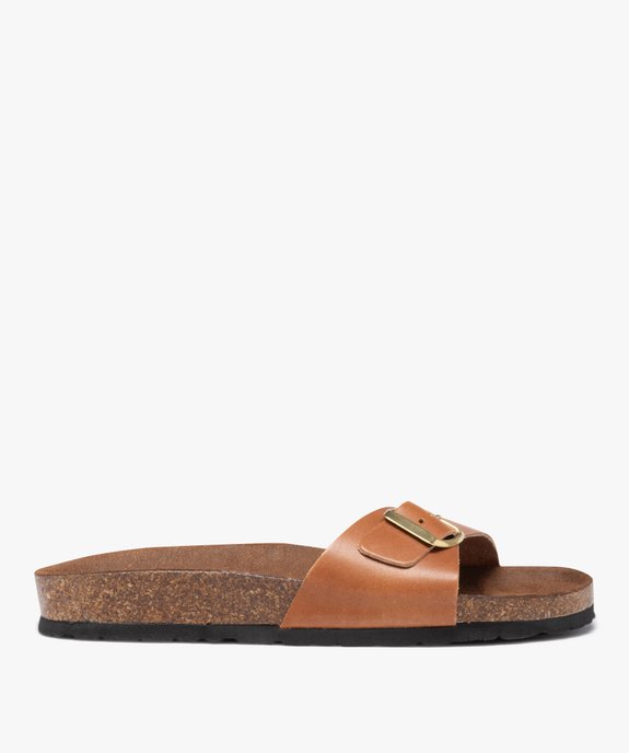 Mules femme à talon plat et bride ajustable en cuir vue1 - GEMO (CASUAL) - GEMO