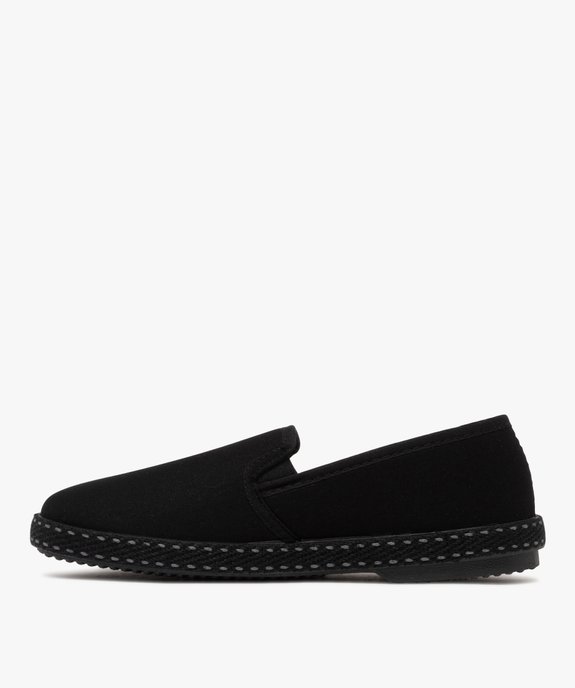 Chaussons homme pantoufles en toile avec semelle corde surpiquée vue3 - GEMO 4G HOMME - GEMO