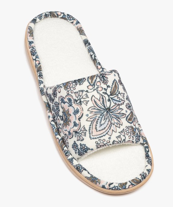 Chaussons mules en toile à motifs fleuris femme vue5 - GEMO 4G FEMME - GEMO