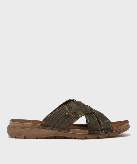 Mules semelle intérieure cuir et larges brides croisées homme - G'Flex vue1 - G'FLEX - GEMO