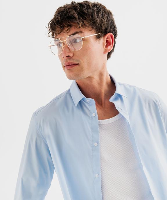 Chemise manches longues coupe droite en coton stretch homme vue2 - GEMO 4G HOMME - GEMO