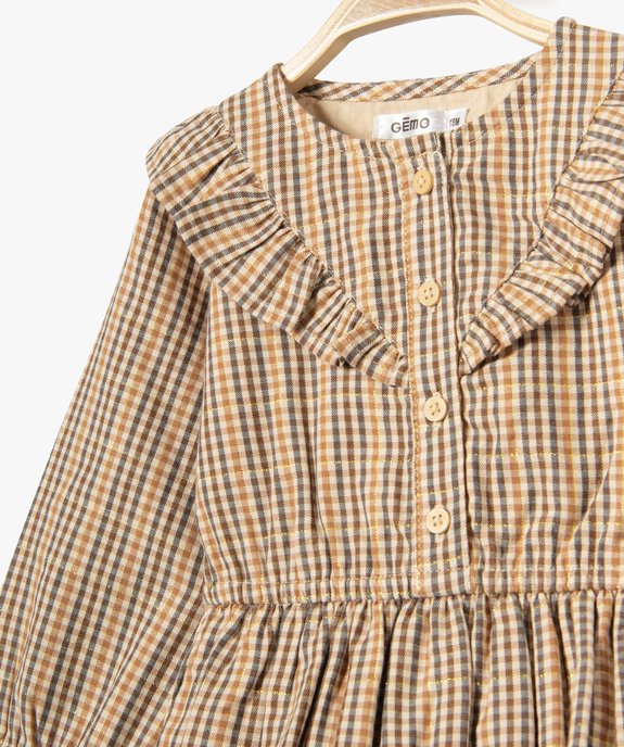 Robe manches longues à carreaux et volants bébé fille vue3 - GEMO(BEBE DEBT) - GEMO