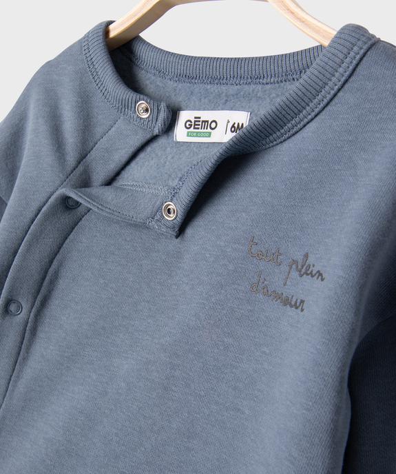 Sweat brassière fermeture latérale avec motif dos bébé garçon vue2 - GEMO 4G BEBE - GEMO