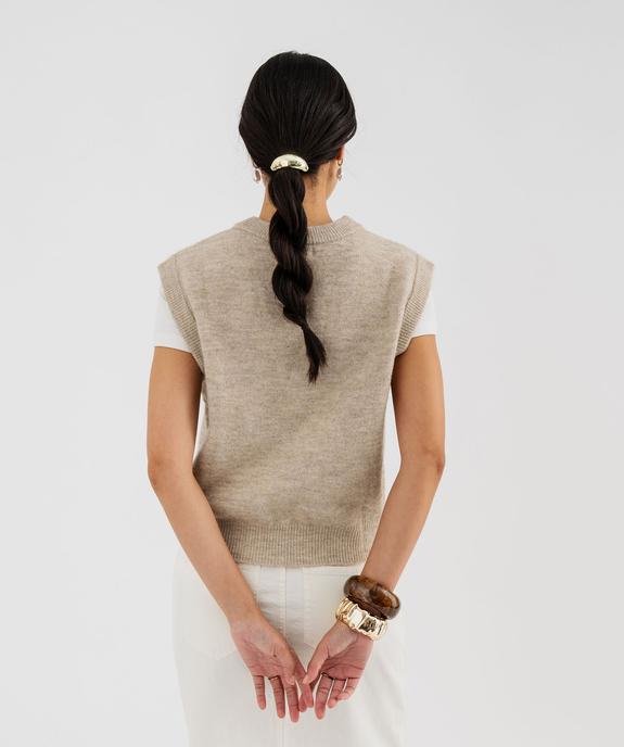 Pull sans manches chiné avec de la laine femme vue3 - GEMO(FEMME PAP) - GEMO