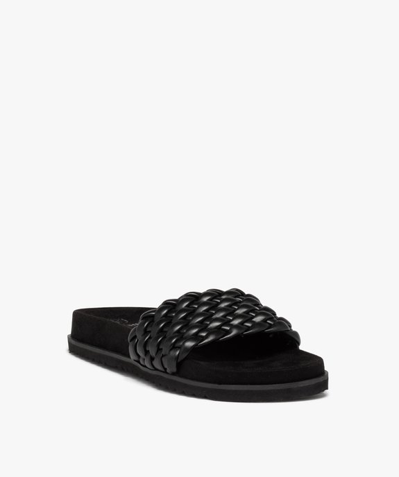 Mules femme à talon plat et bandeau tressé rembourré vue2 - GEMO (CASUAL) - GEMO
