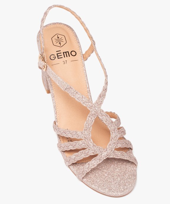 Sandales femme à talon à fines brides pailletées tressées vue6 - GEMO(URBAIN) - GEMO