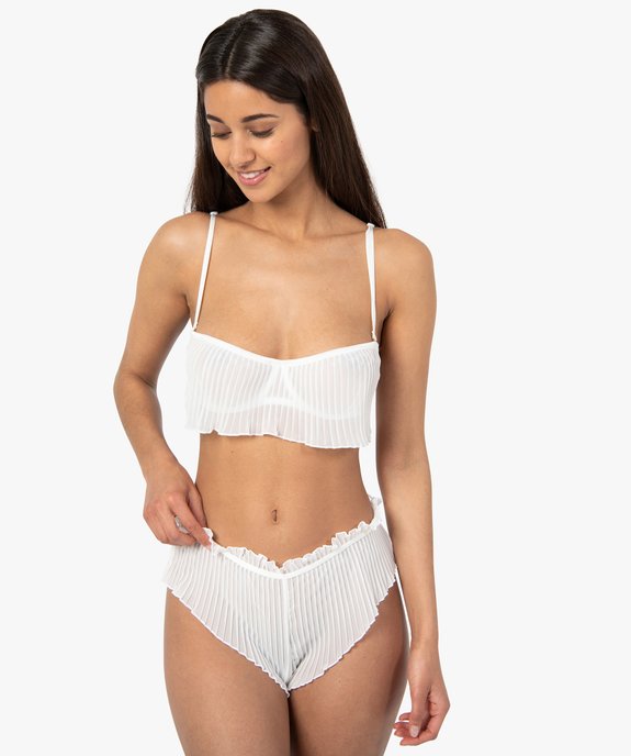 Soutien-gorge femme bandeau en voile plissé vue3 - GEMO(HOMWR FEM) - GEMO
