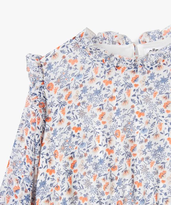 Robe fille à manches longues en voile imprimé et volants vue2 - GEMO (ENFANT) - GEMO