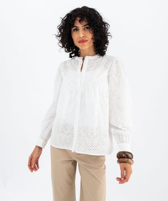 Chemise en coton à motifs brodés femme vue2 - GEMO(FEMME PAP) - GEMO