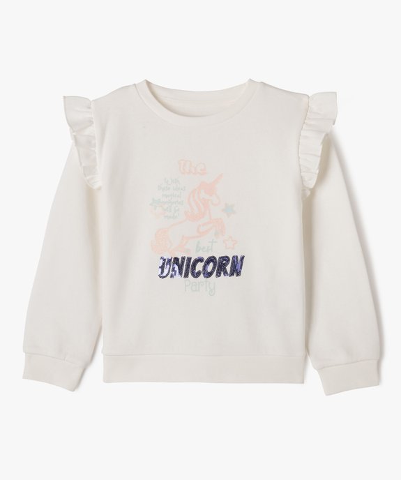 Sweat loose à manches volantées et touches pailletées fille vue1 - GEMO (ENFANT) - GEMO