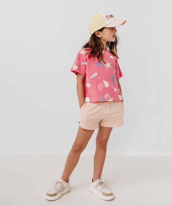 Short en maille French Terry avec taille élastique fille vue1 - GEMO 4G FILLE - GEMO