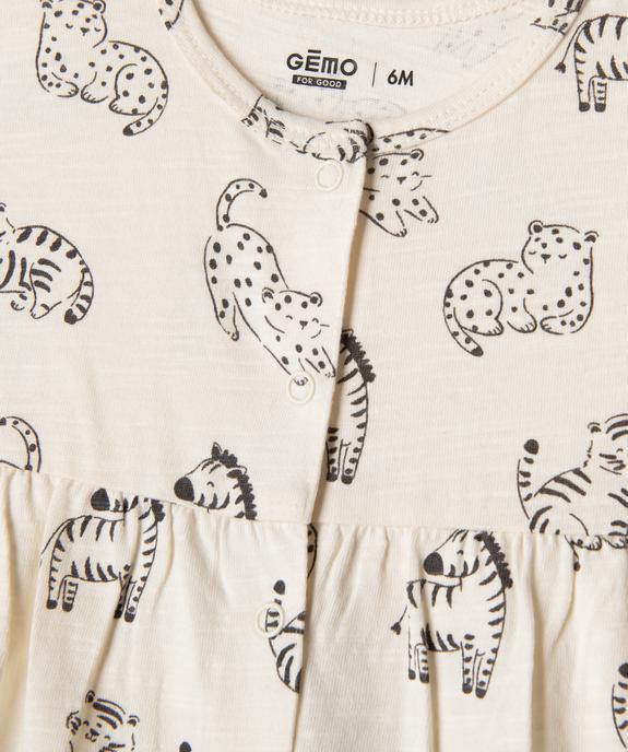 Combinaisons courtes en coton à motifs félins bébé fille (lot de 2) vue3 - GEMO 4G BEBE - GEMO