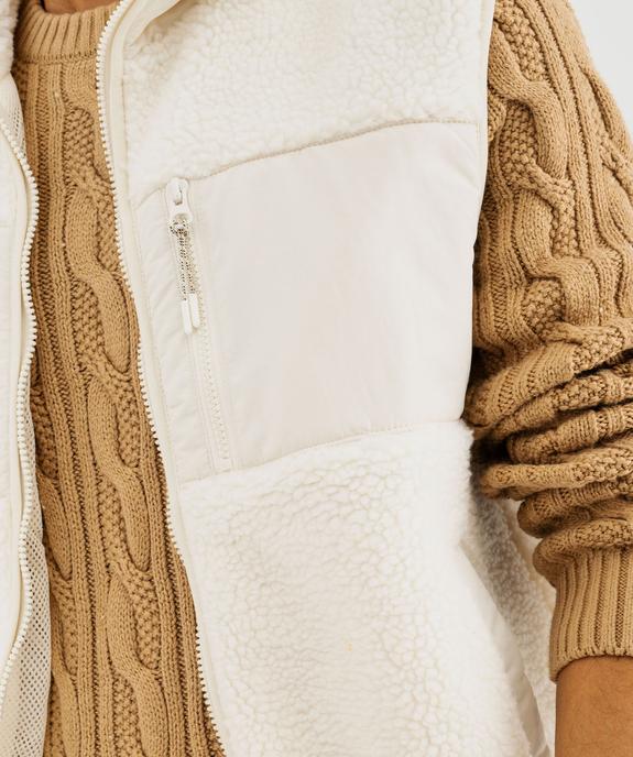 Veste sans manches en sherpa et toile homme vue2 - GEMO (HOMME) - GEMO