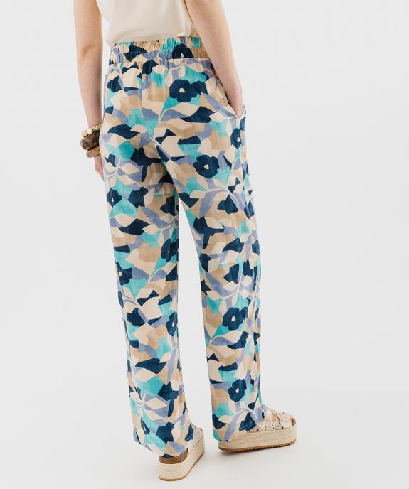 Pantalon fluide en viscose avec liens à la taille femme vue3 - GEMO(FEMME PAP) - GEMO