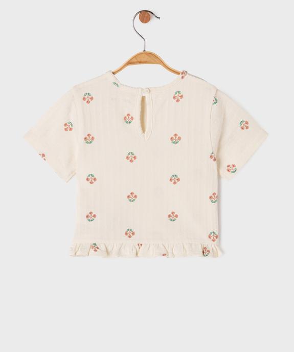 Tee-shirt manches courtes avec volant dans le bas bébé fille vue4 - GEMO(BEBE DEBT) - GEMO