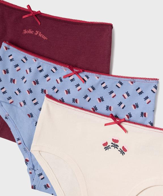 Shorties en coton biologique à motifs fleuris fille (lot de 3) vue2 - GEMO 4G FILLE - GEMO