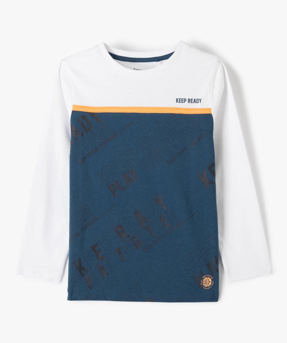 Tee-shirt garçon à manches longues bicolore vue1 - GEMO (ENFANT) - GEMO