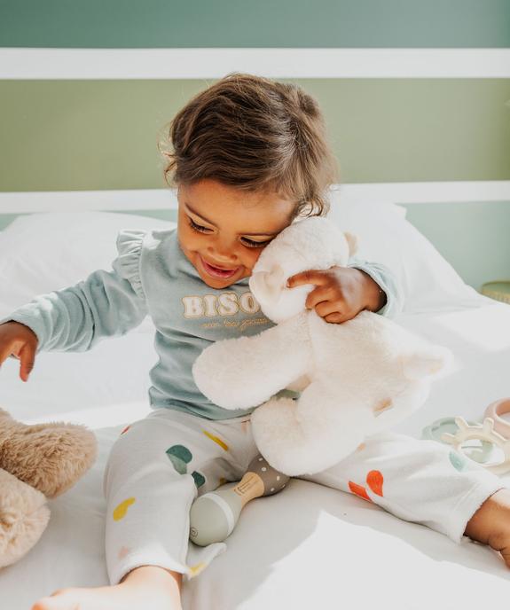 Pyjama en velours 2 pièces avec message brodé bébé fille vue5 - GEMO 4G BEBE - GEMO