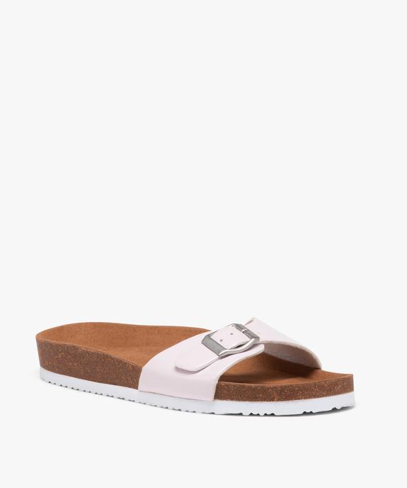 Mules plates femme unies avec bride vernie à boucle vue2 - GEMO (CASUAL) - GEMO