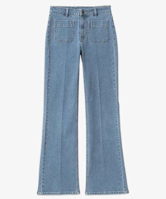 Jean flare taille haute en denim extensible femme vue4 - GEMO(FEMME PAP) - GEMO