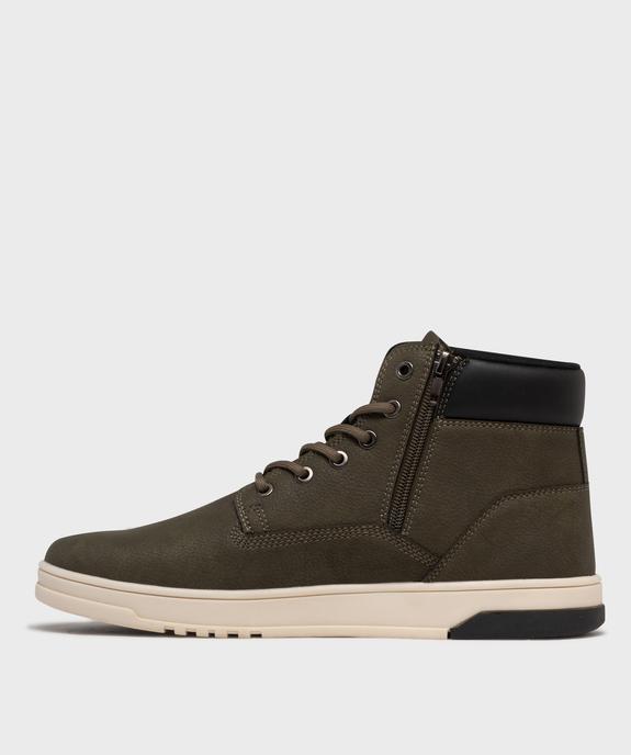 Boots homme à lacets ronds, zip et semelle sportswear - Schott vue3 - SCHOTT - GEMO