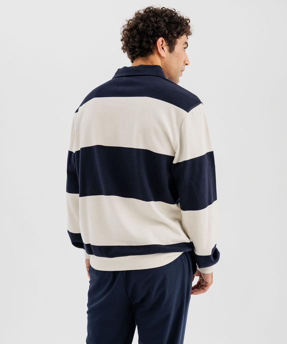 Sweat à rayures avec col chemise homme vue5 - GEMO (HOMME) - GEMO