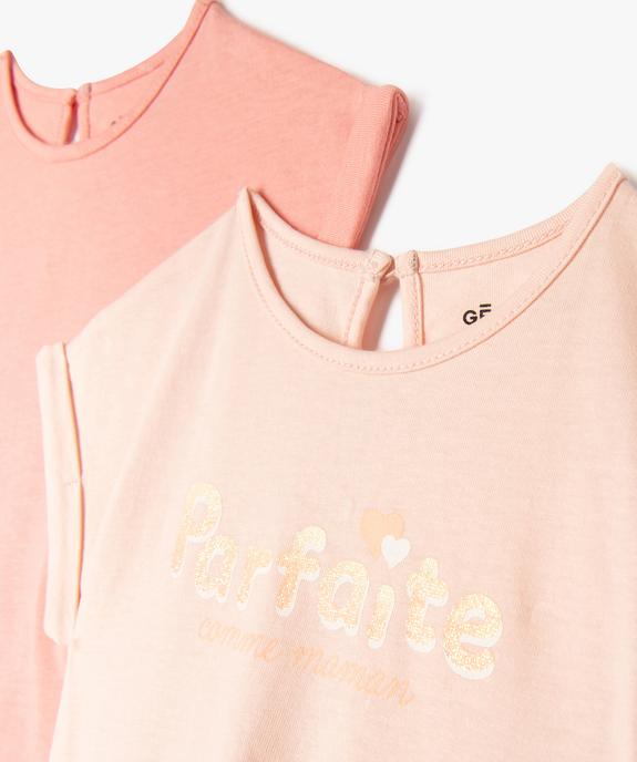 Tee-shirt manches courtes coupe loose bébé fille (lot de 2) vue2 - GEMO(BEBE DEBT) - GEMO