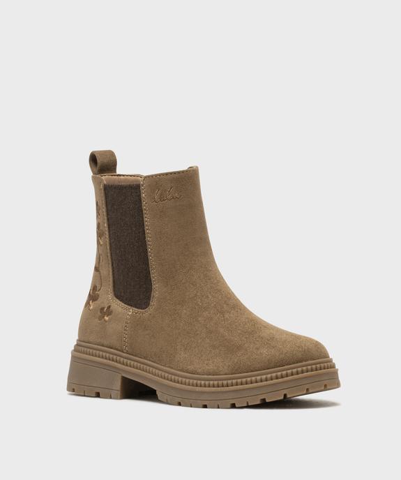 Boots Chelsea zippées en suédine et semelle crantée fille - LuluCastagnette vue2 - LULUCASTAGNETTE - GEMO