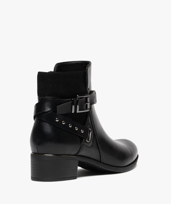 Boots femme à petit talon et bout amande avec brides fantaisie  vue5 - GEMO (CASUAL) - GEMO