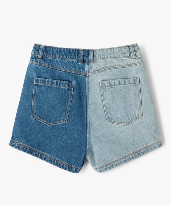 Short en jean fille bicolore à taille haute vue4 - GEMO (JUNIOR) - GEMO