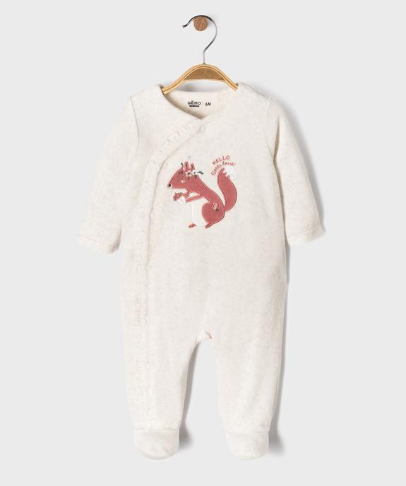 Pyjama en velours ouverture devant avec motif bébé vue1 - GEMO 4G BEBE - GEMO