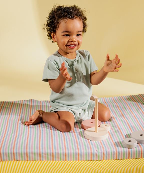 Pyjashort en coton à col tunisien et short rayé bébé garçon vue1 - GEMO 4G BEBE - GEMO