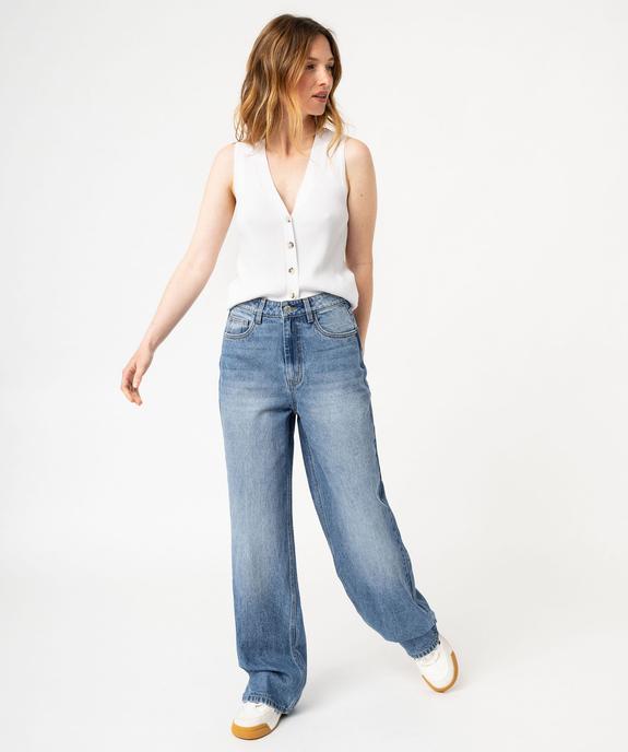 Jean wide leg taille haute délavé femme vue5 - GEMO 4G FEMME - GEMO