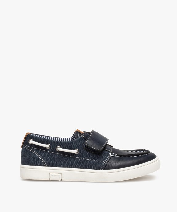 Chaussures bateau garçon unies bi-matières à scratch vue1 - GEMO (ENFANT) - GEMO