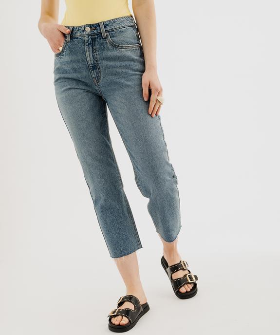 Jean Cropped Straight taille haute coloris délavé femme vue1 - GEMO 4G FEMME - GEMO