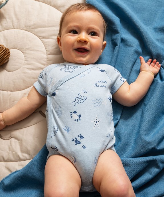 Body manches courtes fermeture croisée motifs marins bébé (lot de 3) vue6 - GEMO 4G BEBE - GEMO
