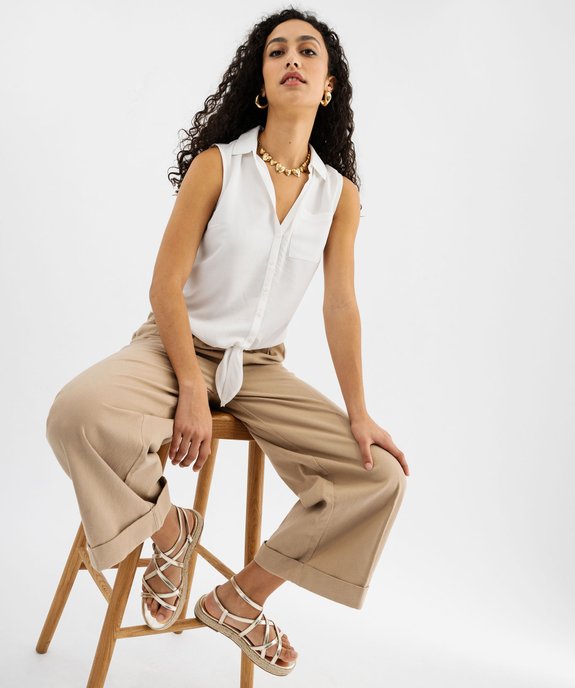 Chemise sans manches imprimée avec nœud dans le bas femme vue4 - GEMO 4G FEMME - GEMO